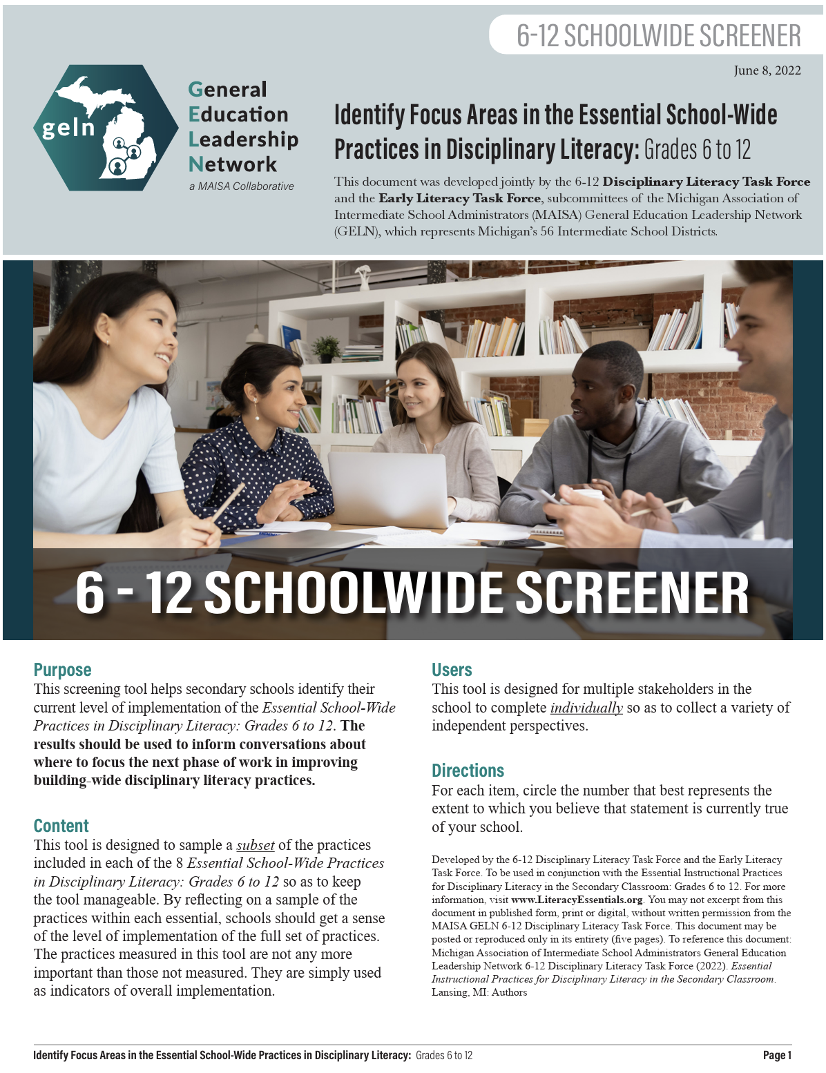 6 to 12 schoolwide screener document